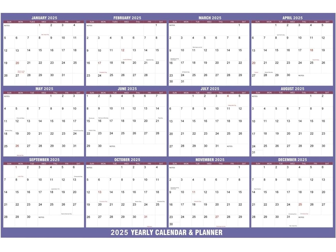 Calendario De Pared Borrable 2025, Planificador De Enero A Diciembre De 2025, De Doble Cara, De Anual, De 2025