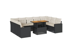 Maison Exclusive - Set De Sofás De Jardín Y Cojines 10 Pzas Ratán Sintético Negro