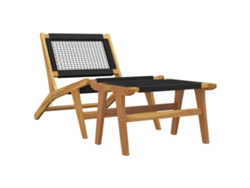 Maison Exclusive - Silla De Jardín Con Reposapiés Madera Maciza Teca Y Poliéster