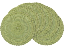 Juego de 6 manteles individuales redondos lavables verdes, con aislamiento térmico, 36 cm, Dureforward