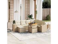 Conjunto de 8 sofás de jardín con cojines de mimbre beige Dkd Home Decor