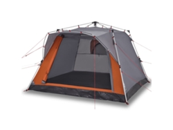Tienda campaña cabaña 4 personas VIDAXL apertura rápida gris naranja