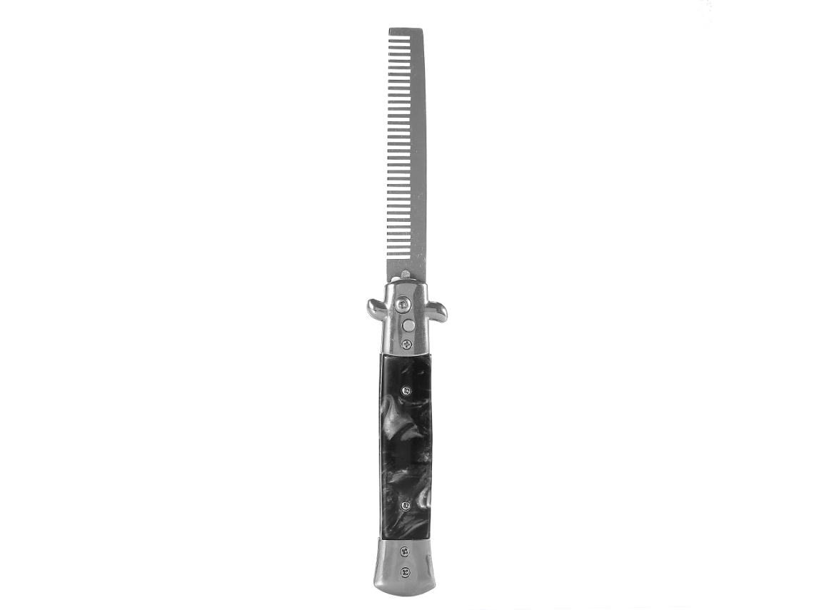 Peine De Pelo Plegable De Acero Inoxidable Con Resorte Navaja Para Aceite Bolso Peine De Estilo Negro