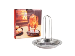 Parrilla para asar pollo en una lata de cerveza, de acero inoxidable, con bandeja recolectora de grasa, ideal para barbacoas, acampadas y fiestas.