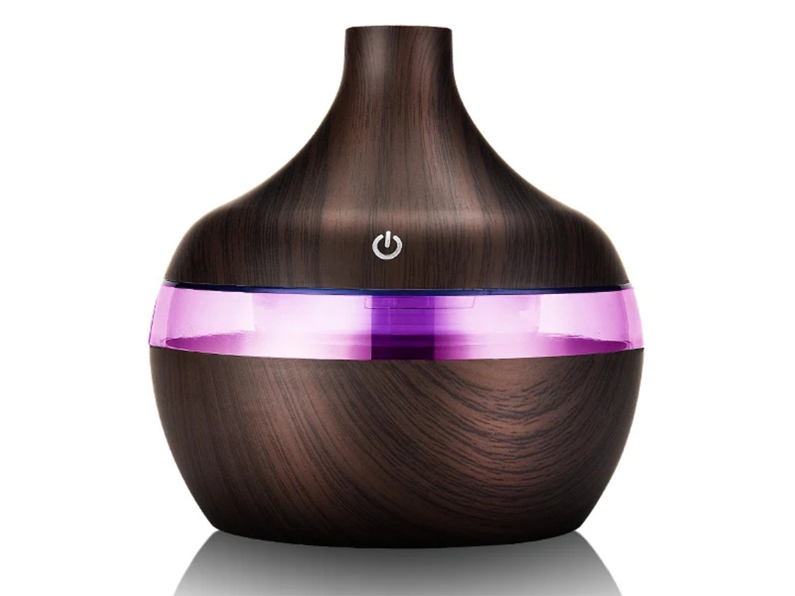 Humidificador USB de madera con difusor de aroma de fragancia y aceites esenciales. Mdug (color madera clara)