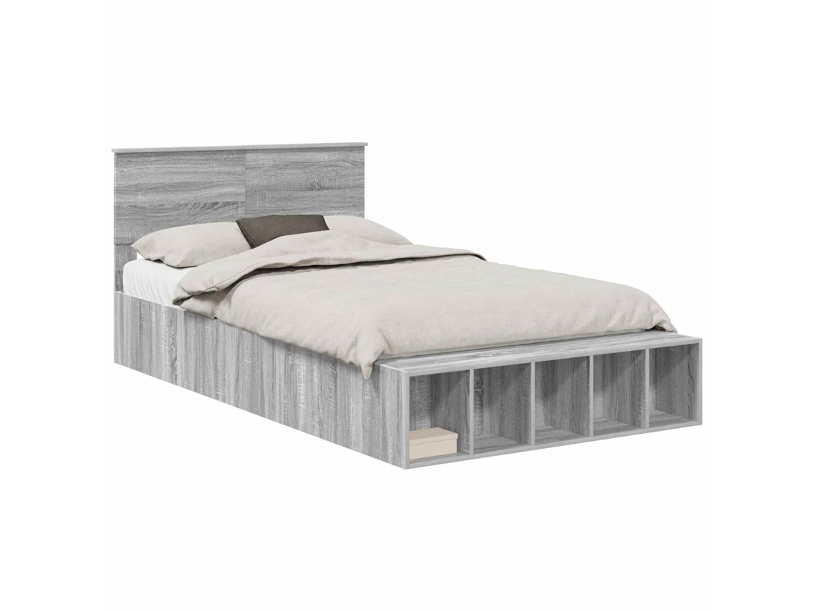 Maison Exclusive - Estructura De Cama Con Estante Manual Gris Sonoma 120 X 190 Cm