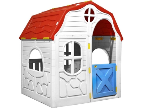vidaXL Casita de juegos plegable para niños con puertas y ventanas