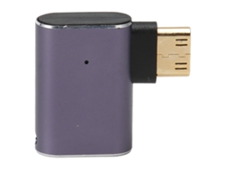 Adaptador Mini Hd Macho A Hd Hembra En Ángulo Izquierdo Con Led, Compatible Con 8k 60hz, 4k 120hz Y Uhd2.1.