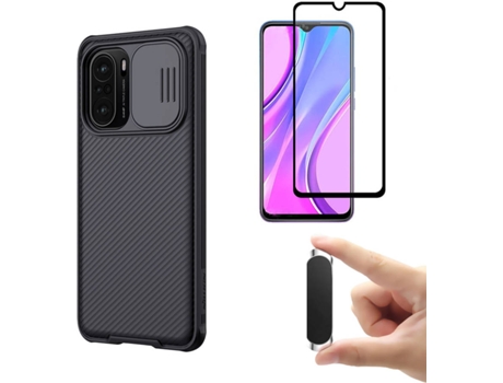 Kit Protector Full Cover Xiaomi Poco F3 PHONESHIELD Camshield y Soporte Multifunción Negro