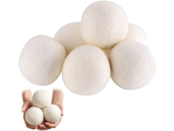 6 Bolas De Lana Natural 8 Cm Por Secadora Ropa Reutilizable Antiestática