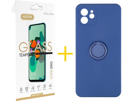 Carcasa + Protector de Pantalla para iPhone 12 Mini ACCETEL Azul Oscuro