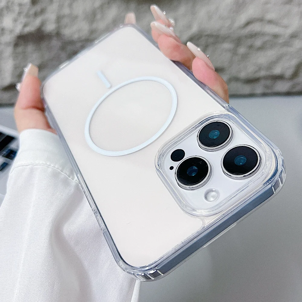 (iphone 7 Plus, Blanco) Funda Protectora Magnética Transparente Para Iphone