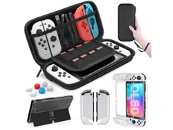 Kit Estuche Negro + Funda + 6 Protectores Joystick + Vidrio Templado