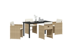 Juego de comedor de jardín de 5 piezas con cojines de ratán beige Pe Wsd722690 Lovely Home