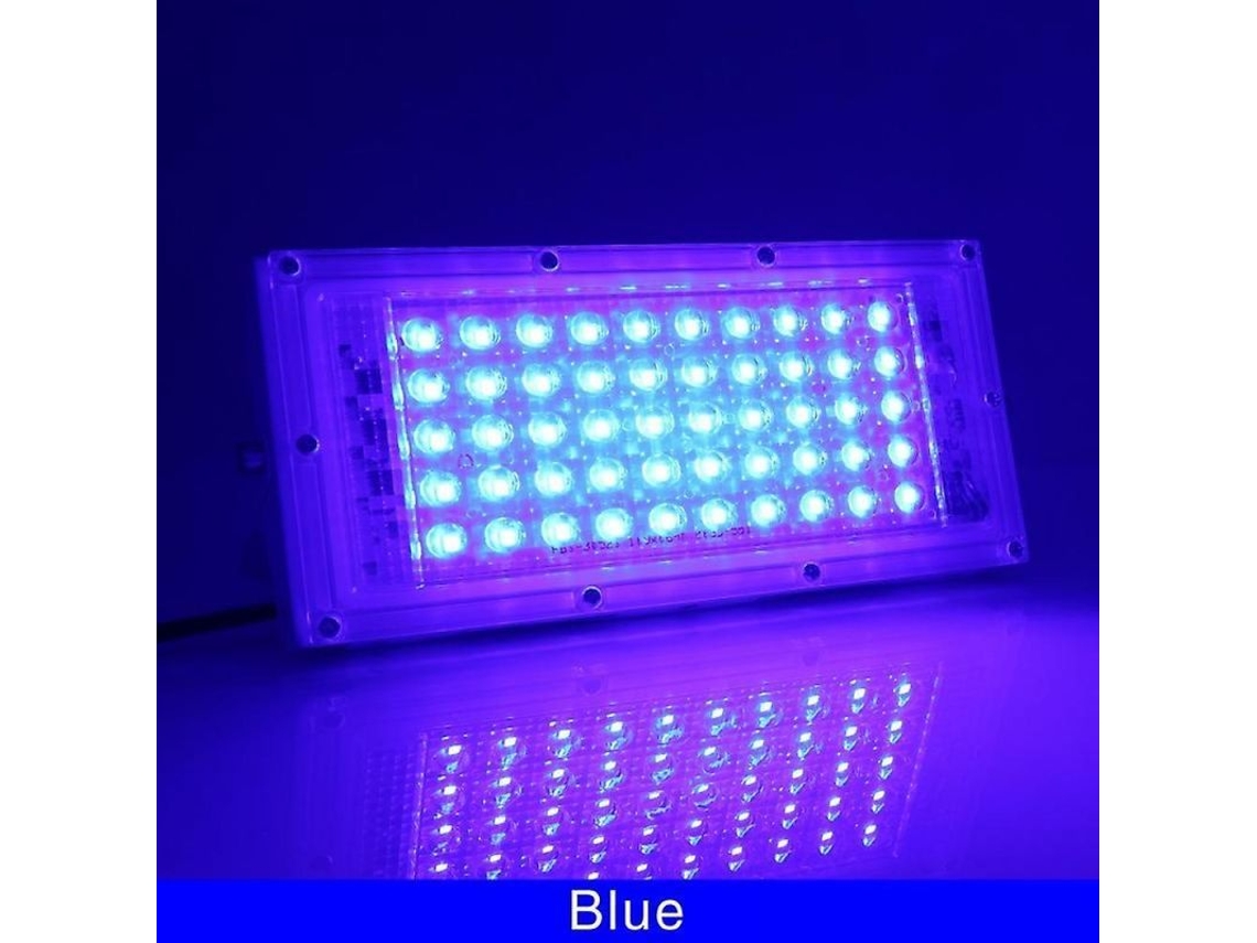 Foco LED exterior impermeable IP65 de 50 W, 220-240 V, 180°, RGB/Blanco cálido/blanco frío, color azul aluminio.