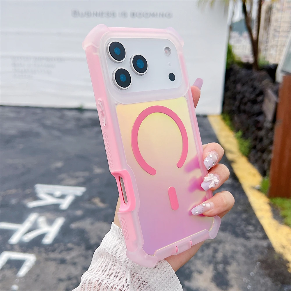 (iphone 17 Pro, Rosa) Funda Magnética A Prueba De Golpes Para Iphone Con Protección De Doble Capa Para El Marco De La Cámara.