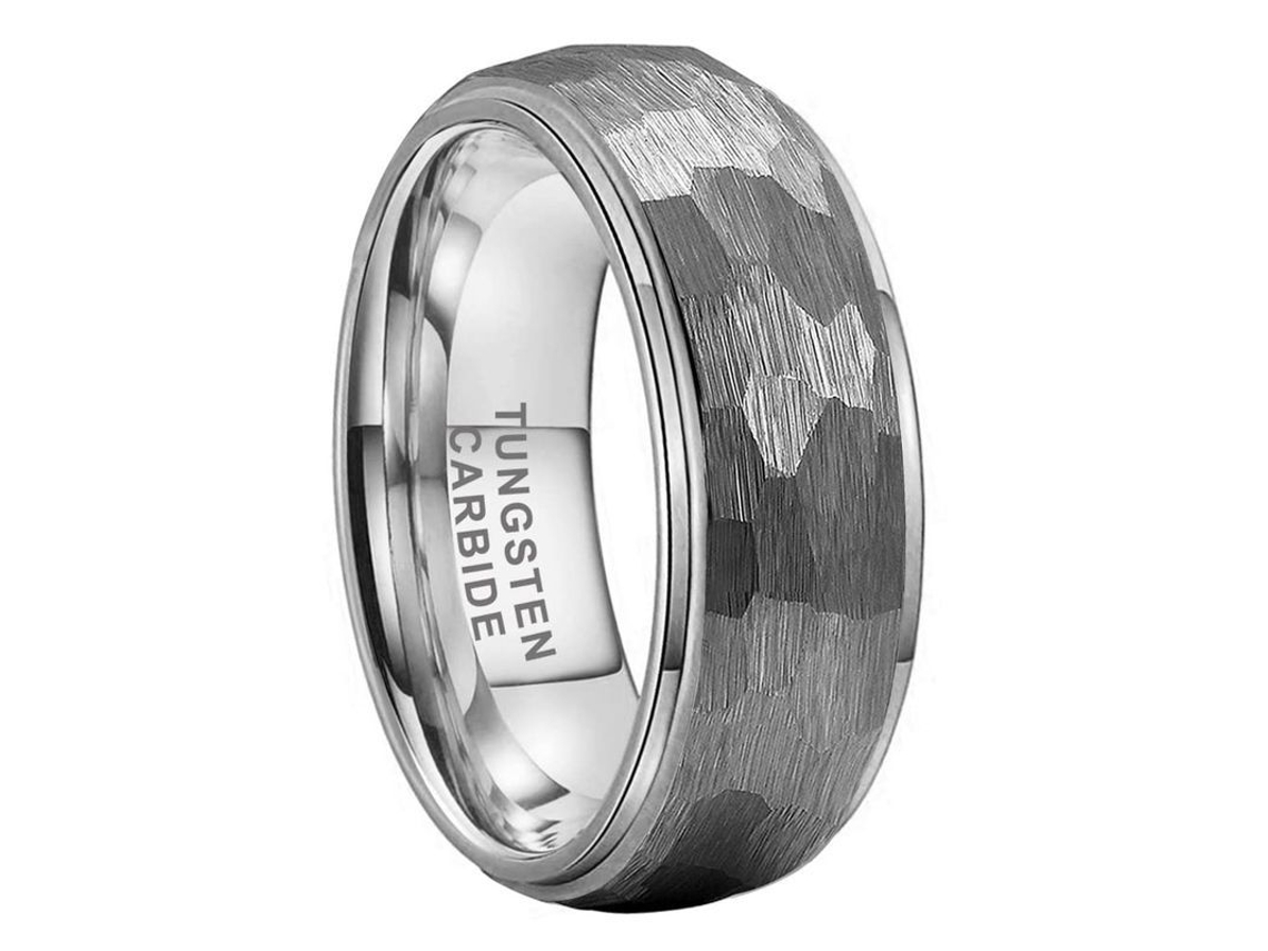 Anillos De Tungsteno Martillado De 8 Mm Para Hombre Y Mujer, Alianzas De Compromiso Y Boda, Borde De Ajuste Cómodo, Talla 11.