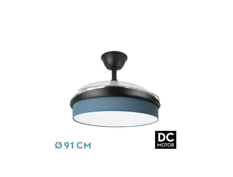 Ventilador DC Moda 72W Negro/Azul 3 Aspas FABRILAMP
