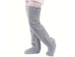 Calcetines Por Encima De La Rodilla, Calcetines Altos Cálidos De Invierno, Calentadores De Piernas Cálidos (gris Claro) Cuich