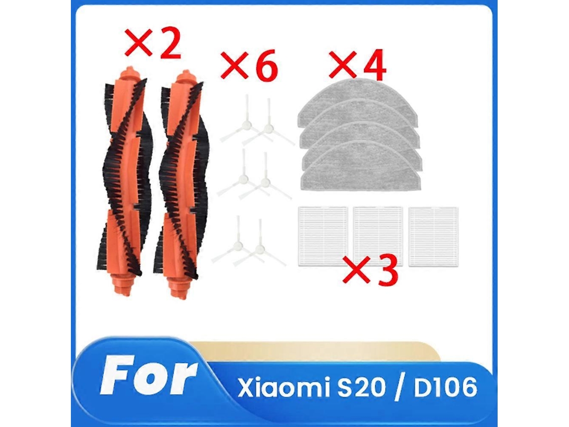 15 Pcs For S20 / D106 Sweeping Robot Accessories Cleaner Parts Replacement Main Side Brush Mop Filt