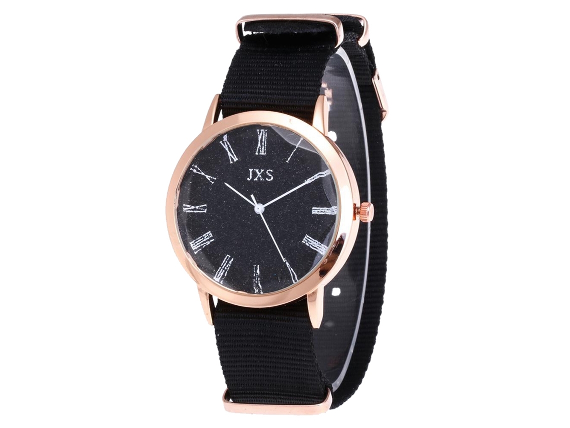 Elegante Reloj De Pulsera J55 Para Mujer, De Nailon Con Movimiento De Cuarzo (negro).