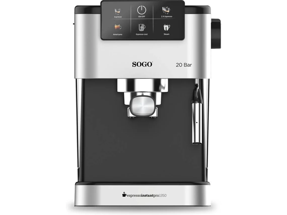 Cafetera Expresso SOGO CAF-SS-5668 (20 Bares - 1350 W - 2 Tazas - Plata)