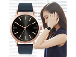 Reloj De Pulsera Analógico De Cuarzo Unisex Con Correa De Pu Negra Y Azul.