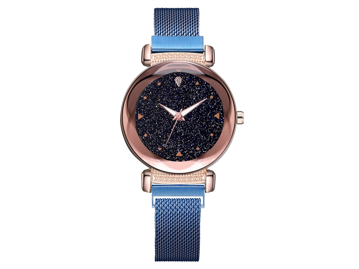 Reloj De Pulsera De Cuarzo De Moda, Estilo Sencillo, Estilo Casual, Con Cierre Magnético, Azul.