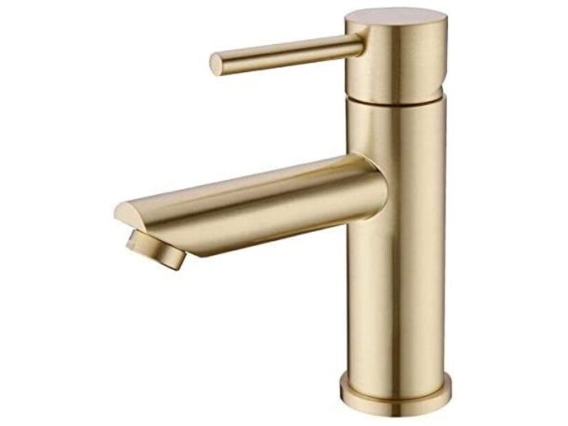 Grifo De Lavabo Con Repisa 002 En Latón Dorado Cepillado Colección Scamandre