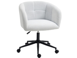 Silla De Oficina Diseño Concha Crema Y Negro, Tapizado Suave, Base De Acero Con Ruedas