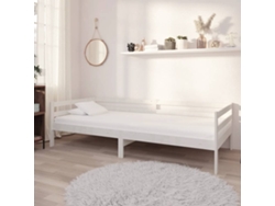 Sofá Cama con Colchón Madera de Pino Macizo Blanco (90x200 cm)