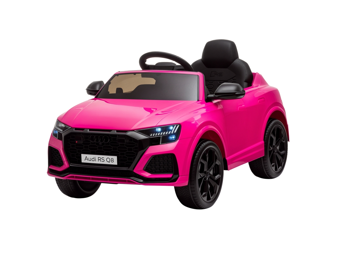 Coche eléctrico infantil rosa, 101x62x51cm, con licencia de Audi RS Q8, apto para mayores de 3 años, batería de 6V, mando a distancia, música y luces.