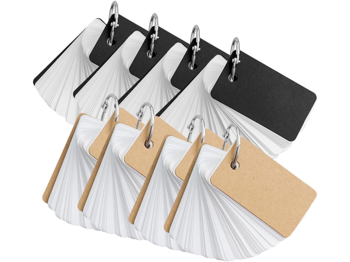 Juego De 8 Tarjetas De Vocabulario Para Carpeta De Anillas, Tamaño Estándar, Papel Kraft Y Color Negro.