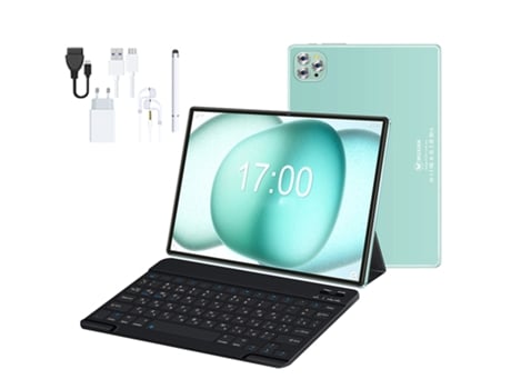 Tablet WUXIAN V62 Teclado Bluetooth Funda de Piel Auriculares Lápiz Óptico (10.1'' - 64 GB - 4 GB RAM - Wi-Fi4G - Verde)