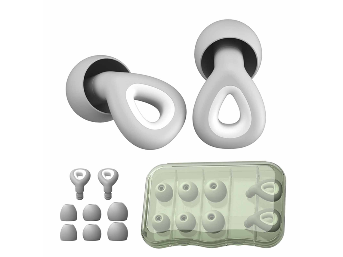Protección Auditiva Para Dormir, Estudiar Y Trabajar - Tapones Para Los Oídos De Silicona - Impermeables, Lavables, Con Cancelación De Ruido - Gris - 1 Par