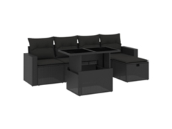 Conjunto 6 de sofás de jardín VIDAXL y cojines ratán sintético negro