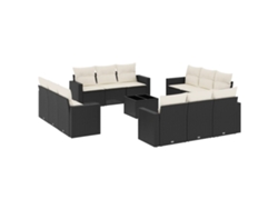 Maison Exclusive - Set De Sofás De Jardín Y Cojines 13 Pzas Ratán Sintético Negro