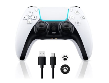 Controlador Inalámbrico Ps4 Compatible con Consola Ps4/Slim/Pro/Pc Joystick de Juego de Doble Vibración Panel Táctil Altavoz Incorporado Blanco BIS...