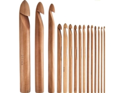 Juego De 15 Ganchos De Ganchillo De Bambú Y Madera, Tamaños De 3 A 25 Mm, Para Manualidades Con Hilo.