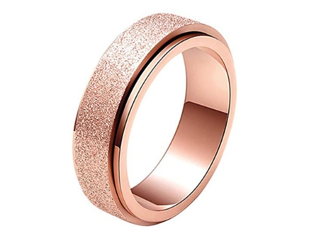 Anillo Esmerilado De Acero Titanio - Oro Rosa - Talla 10 Anillo Esmerilado De Acero Titanio - Oro Rosa - Talla 10 JEIIBRZUI