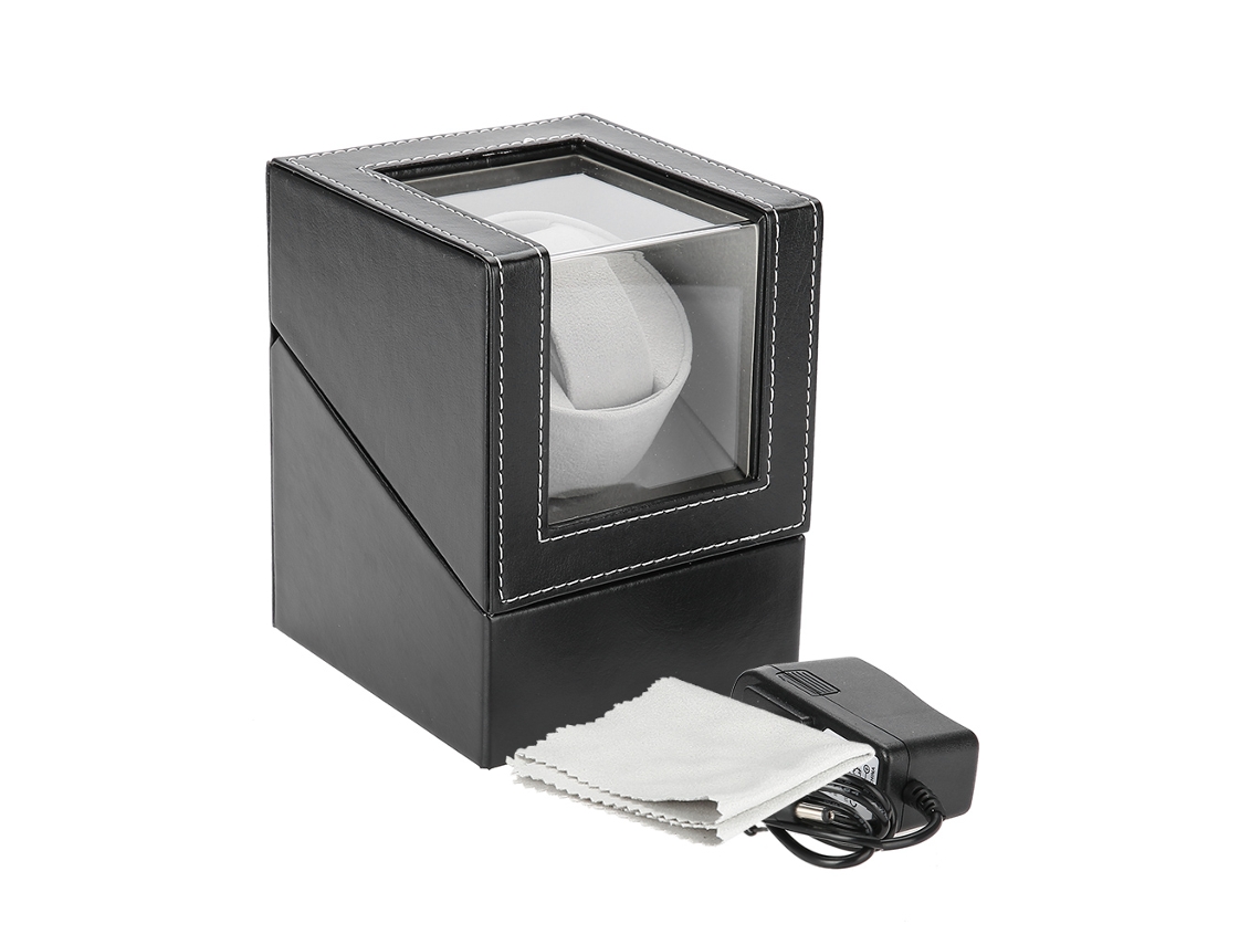 Estuche para guardar y exhibir relojes mecánicos automáticos con mecanismo de cuerda automática individual.