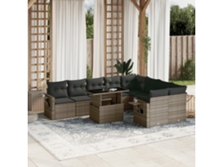 Conjunto de sofás de jardín de 10 piezas DKD Home Decor con cojines de mimbre gris