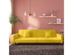 Sofá Cama De 2 Plazas Con Dos Almohadas Terciopelo Amarillo