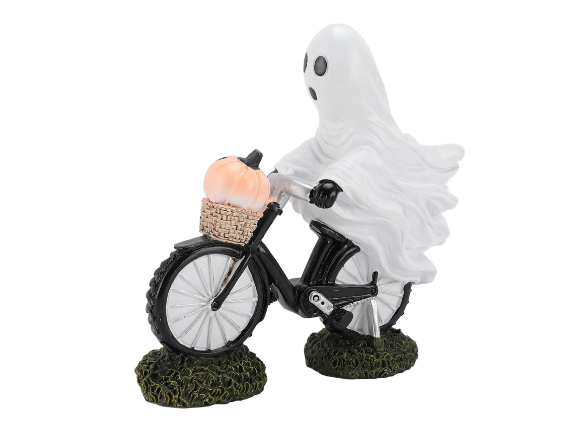 Estatua de Ghost Rider de Baok en bicicleta, figura de resina con calabaza, adorno decorativo para fiestas y mesas.