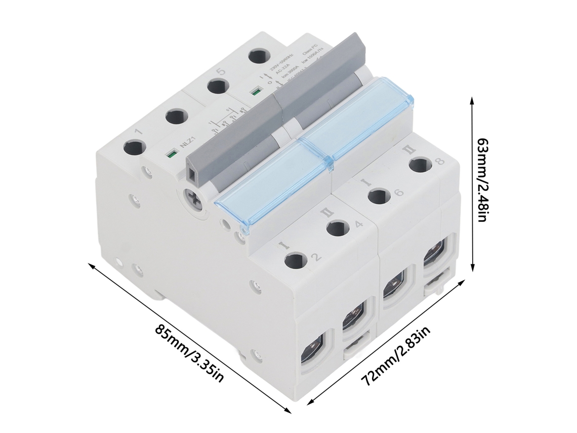 2026dz-Interruptor de transferencia manual doble 230 VCA 2 polos 125 A Montaje en riel DIN Enclavamiento unilateral para generador de respaldo