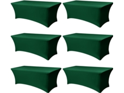 Mantel Rectangular Elástico De Spandex Para Bodas, Banquetes Y Fiestas (6 Piezas, Verde Oscuro/244x75x75cm) Gertiz