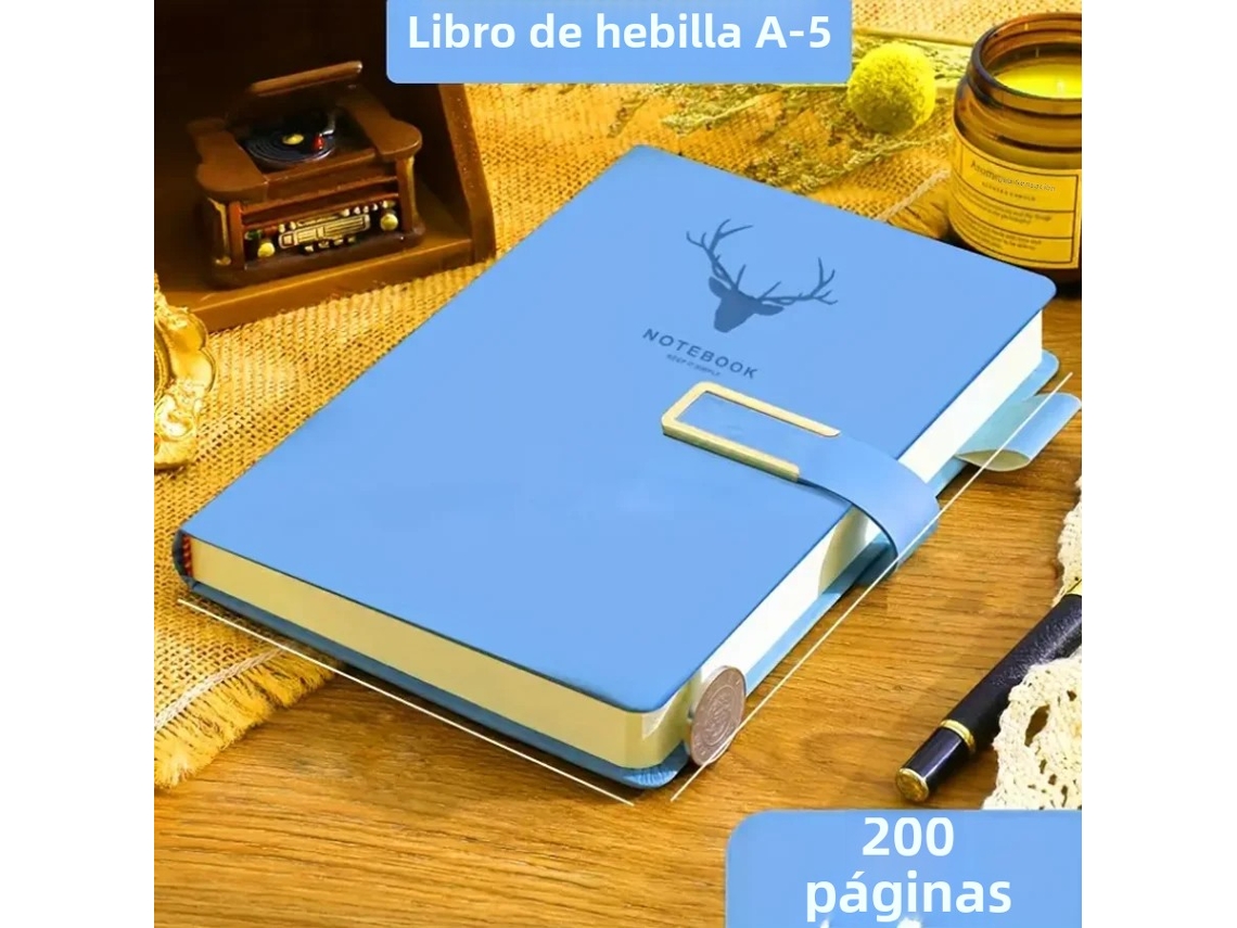 Libreta de piel azul A5 con tapa flexible personalizada, ideal para reuniones de negocios.
