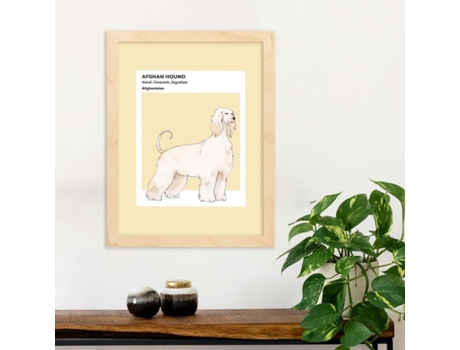 Póster NACNIC Sabueso Afgano con Ilustraciones de Razas de Perro en Tonos Cálidos y Pastel.