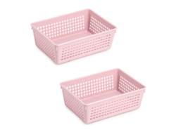 PLASTIC FORTE - Juego de 2 Bandejas Organizadoras Pequeñas Multiusos Rosa