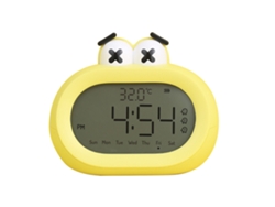 Reloj despertador infantil Baok con luces LED digitales inteligentes, diseño elegante, funciona con pilas y tiene una luz nocturna amarilla.